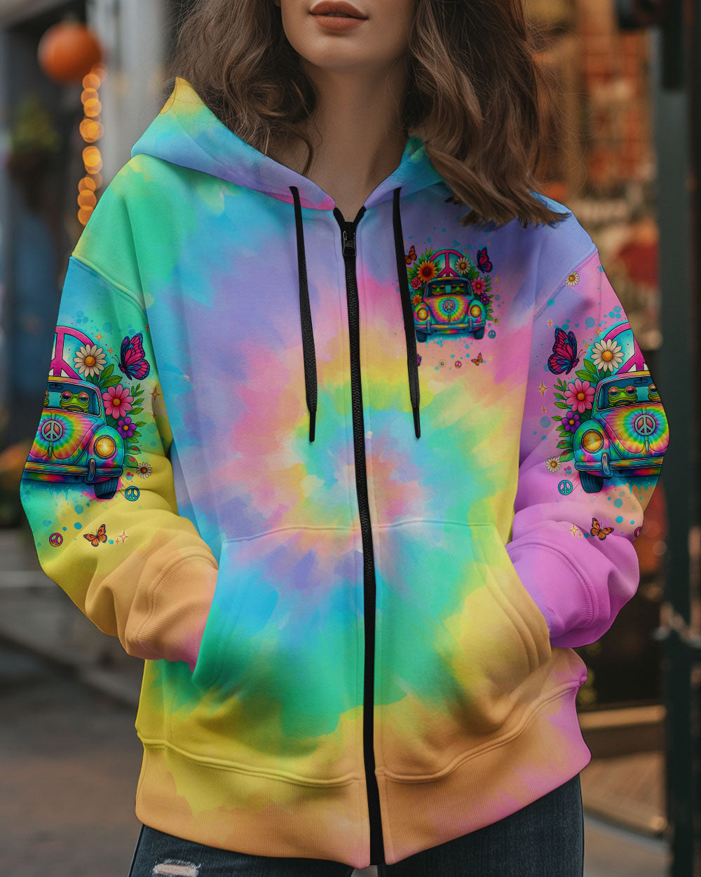 Good Times Crazy Friends VW Bus Colorful Tie Dye with Psychedelic Design for Women AOP Shirts _10_ mkva7