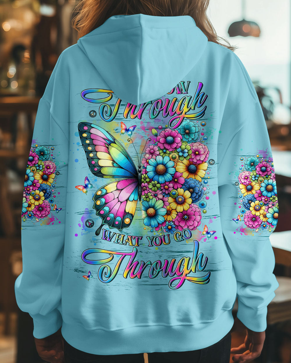 Grow Through What You Go Through Colorful Butterfly and Floral AOP Shirts _10_ DQehy