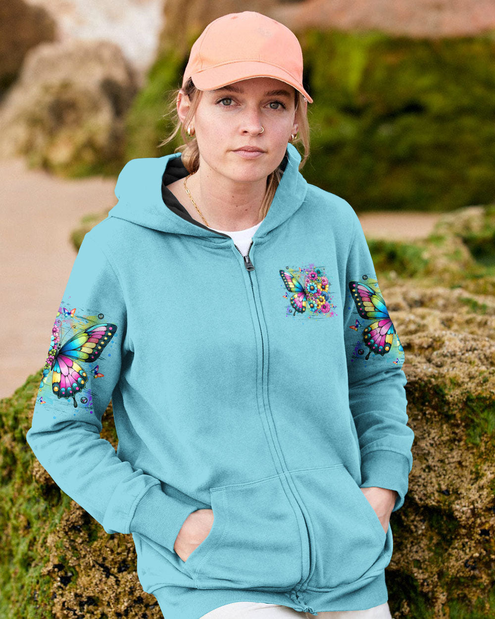 Grow Through What You Go Through Colorful Butterfly and Floral AOP Shirts _6_ wmePO