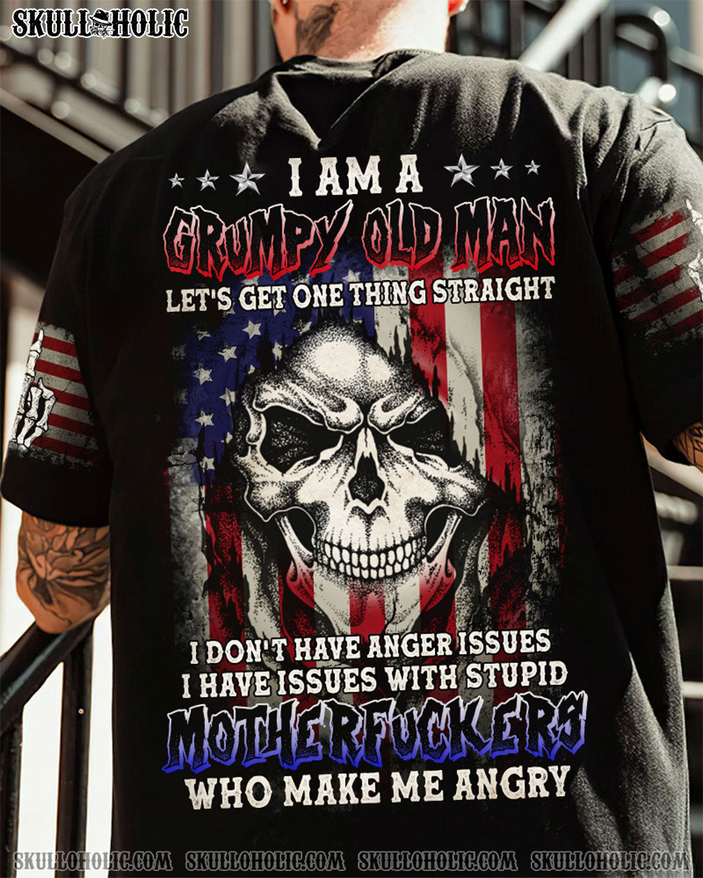 Grumpy Old Man Mother F Grumpy Veteran Skull Graphic AOP Shirts _1_ fMGHw