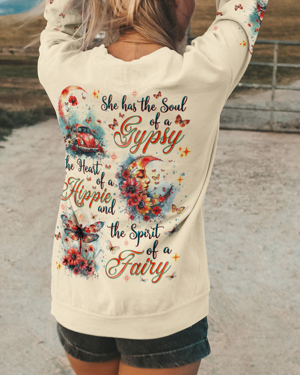 Gypsy Soul Fairy Spirit Hippie Heart and Moon Vintage VW Bug AOP Shirts _9_ lq5Nj