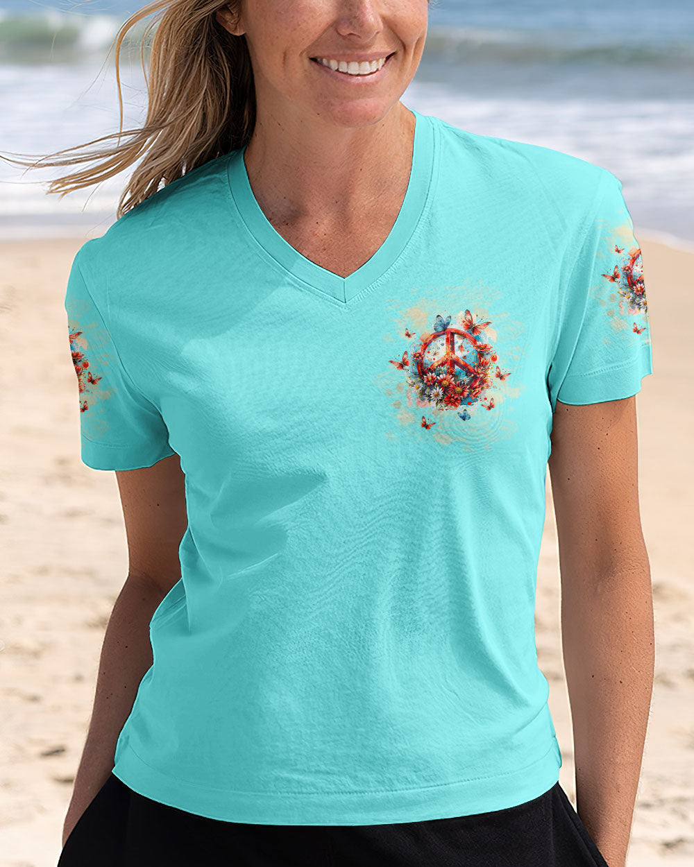 Gypsy Soul Hippie Heart Fairy Peace Van and Flower Vintage Butterfly AOP Shirts _2_ T8qXD