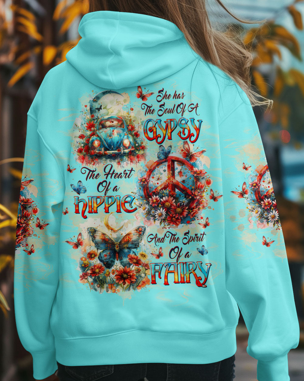 Gypsy Soul Hippie Heart Fairy Peace Van and Flower Vintage Butterfly AOP Shirts _5_ bVO86