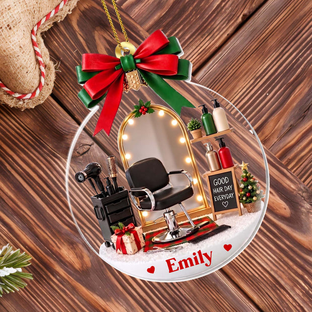 Hairstylist Christmas Ornament Gift For Her - Personalized Acrylic Ornament