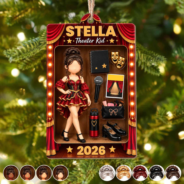 Theater Kid - Personalized Wood Ornament - Gift For Her