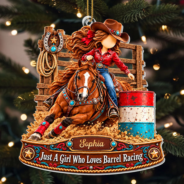 Just A Girl Who Loves Barrel Racing- Personalized Acrylic Ornament - Christmas Gift For Her