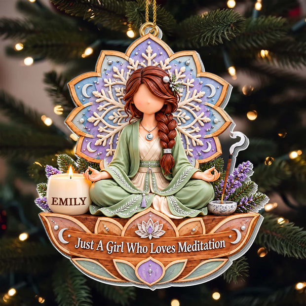 Just A Girl Who Loves Meditation- Personalized Acrylic Ornament - Christmas Gift For Her