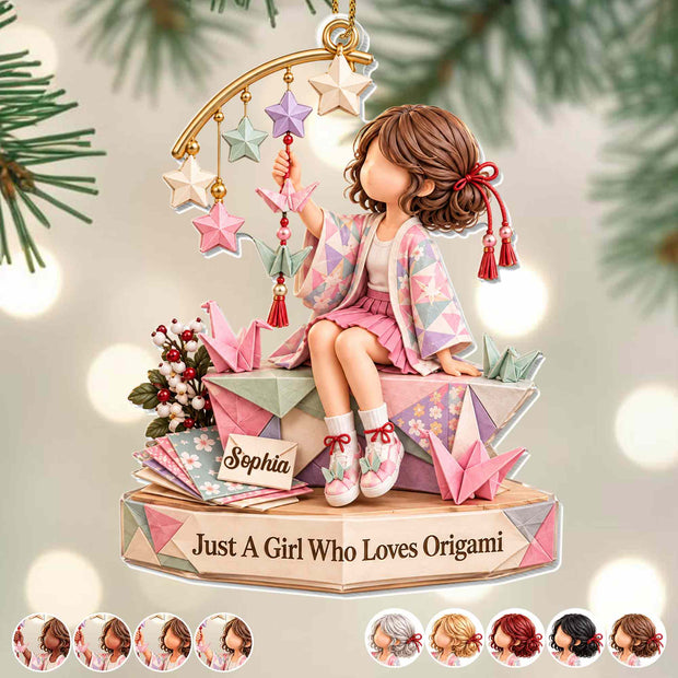 Just A Girl Who Loves Origami- Personalized Acrylic Ornament - Christmas Gift For Her