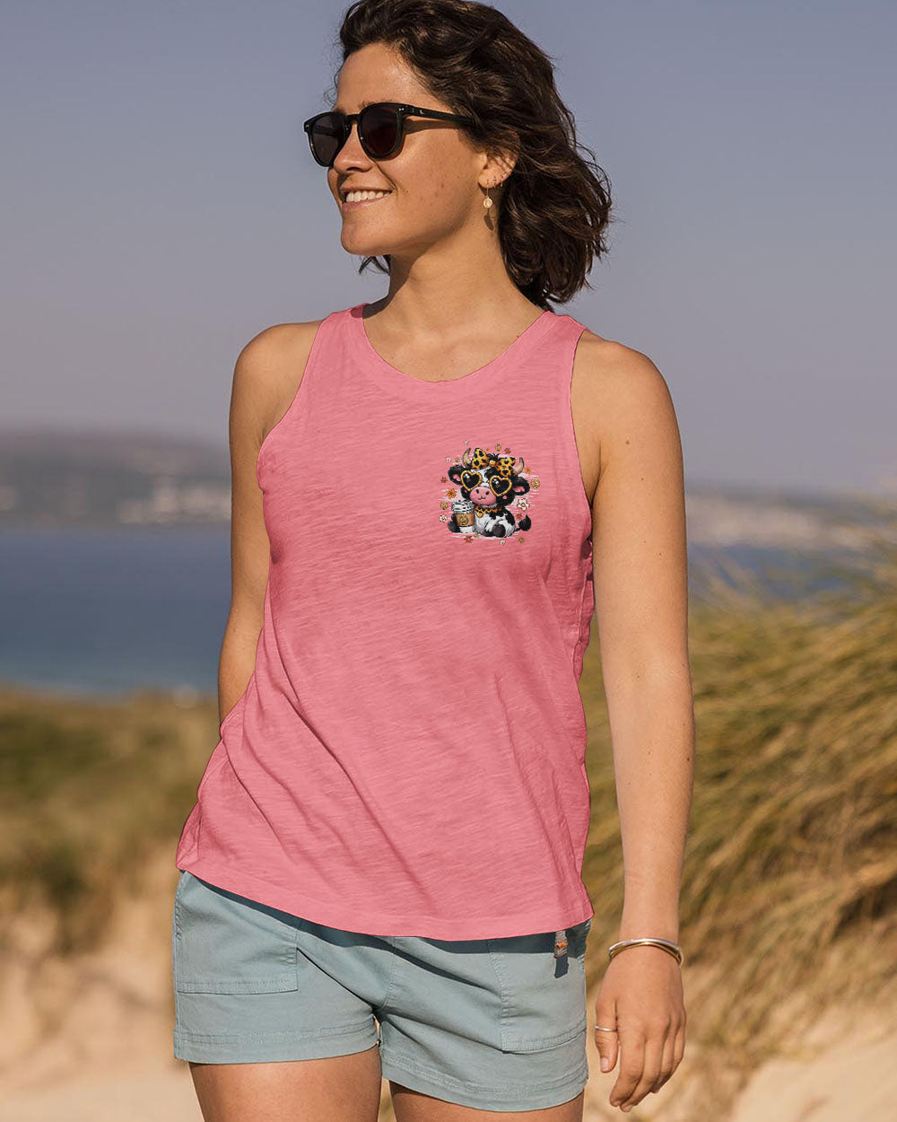 Heifer Be Tripping Funny Pink Cow Leopard Bow _26 Peace Sign AOP Shirts _10_ MxnDs