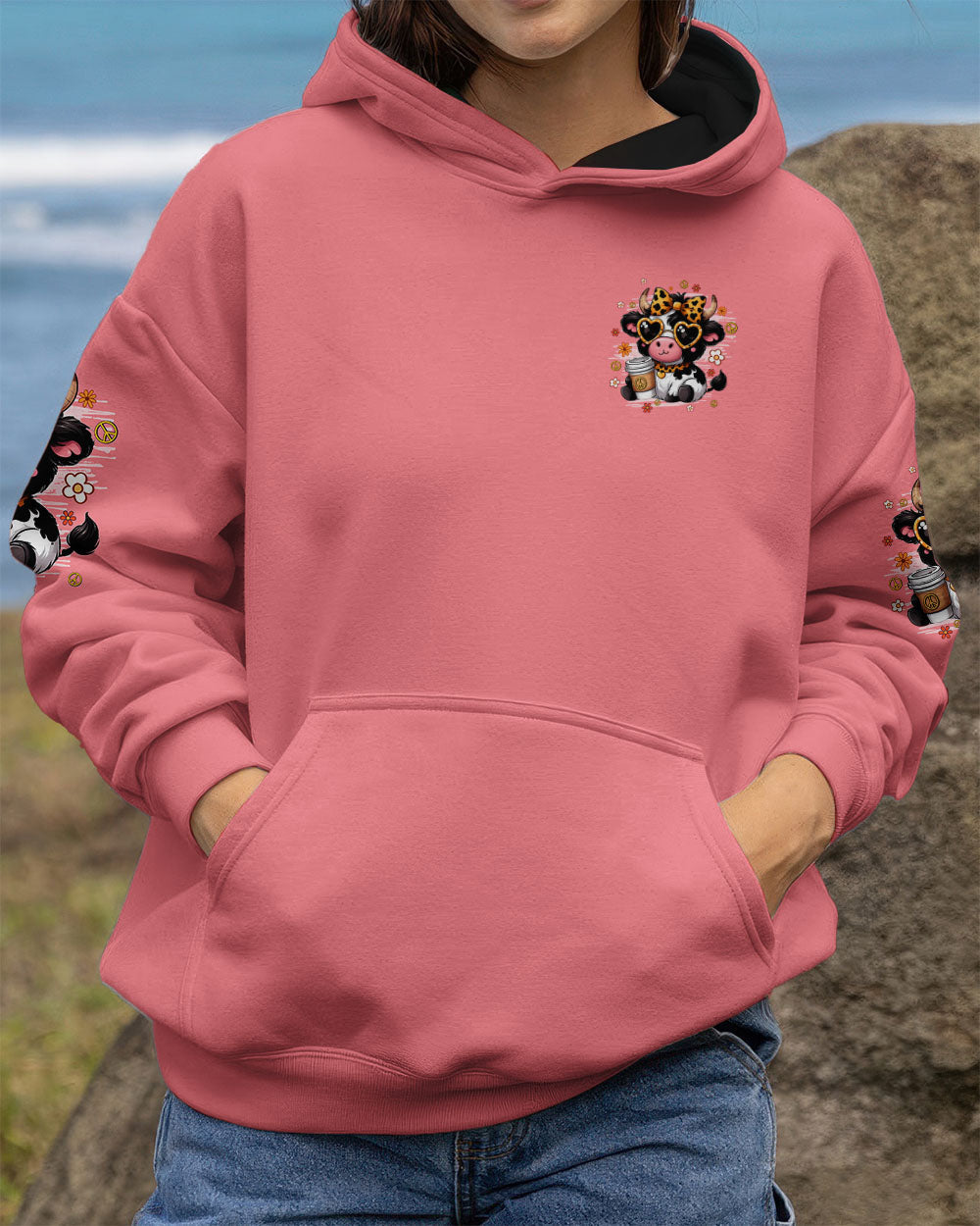 Heifer Be Tripping Funny Pink Cow Leopard Bow _26 Peace Sign AOP Shirts _4_ 42rnw