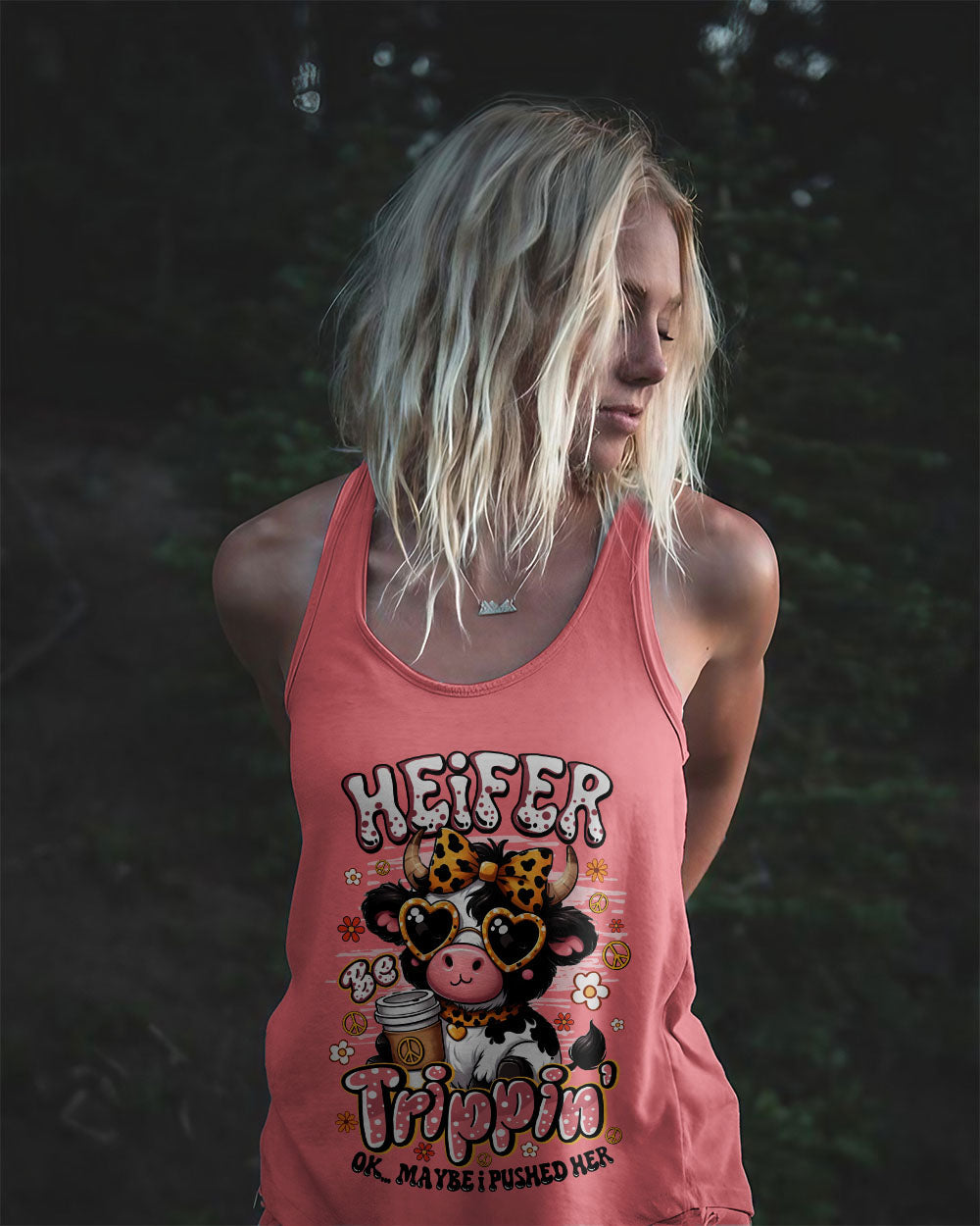 Heifer Be Tripping Funny Pink Cow Leopard Bow _26 Peace Sign AOP Shirts _9_ hLQxS