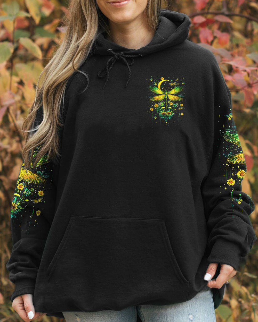 Hello Darkness My Old Friend Green Dragonfly Moon Graphic AOP Shirts _14_ Gwwcx