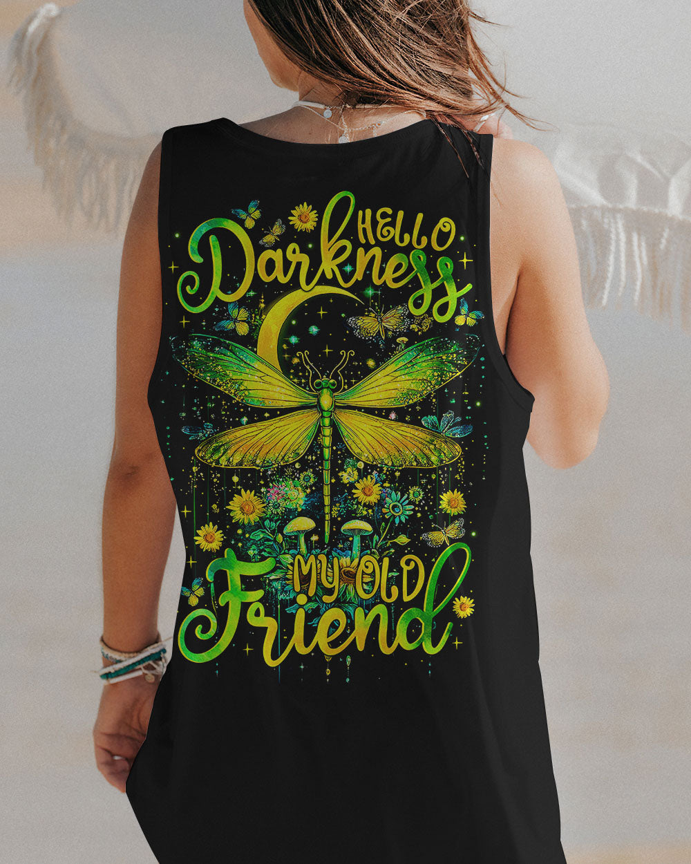 Hello Darkness My Old Friend Green Dragonfly Moon Graphic AOP Shirts _7_ dpYqo