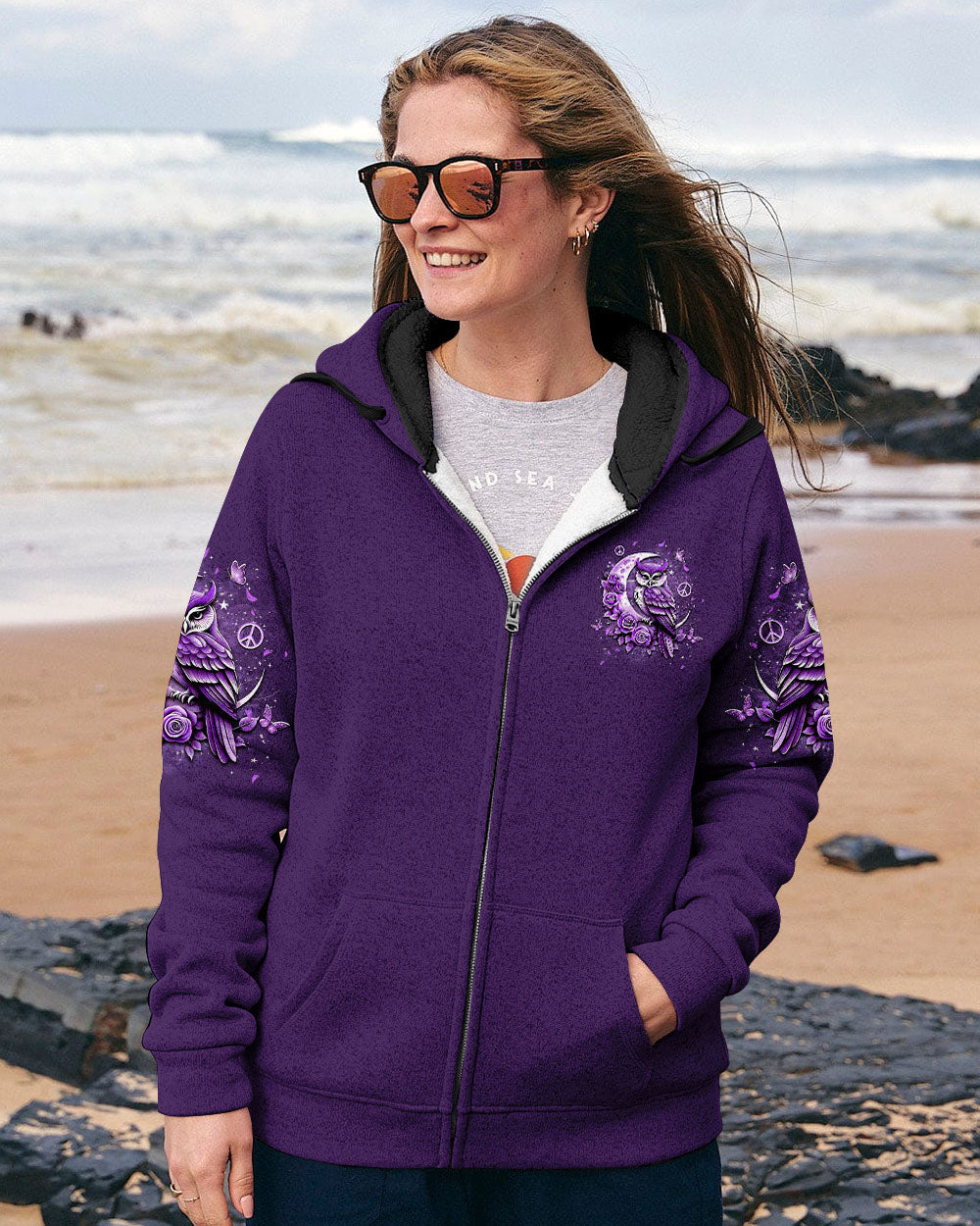 Hello Darkness My Old Friend Purple Owl Moon Rose Graphic Tee for Women AOP Shirts _10_ H7ilz