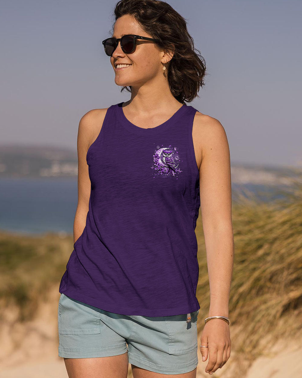 Hello Darkness My Old Friend Purple Owl Moon Rose Graphic Tee for Women AOP Shirts _13_ De5Et