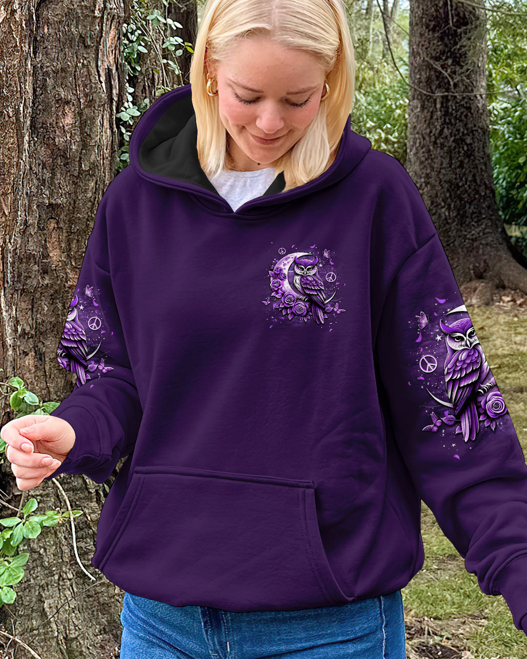 Hello Darkness My Old Friend Purple Owl Moon Rose Graphic Tee for Women AOP Shirts _6_ i5wkO