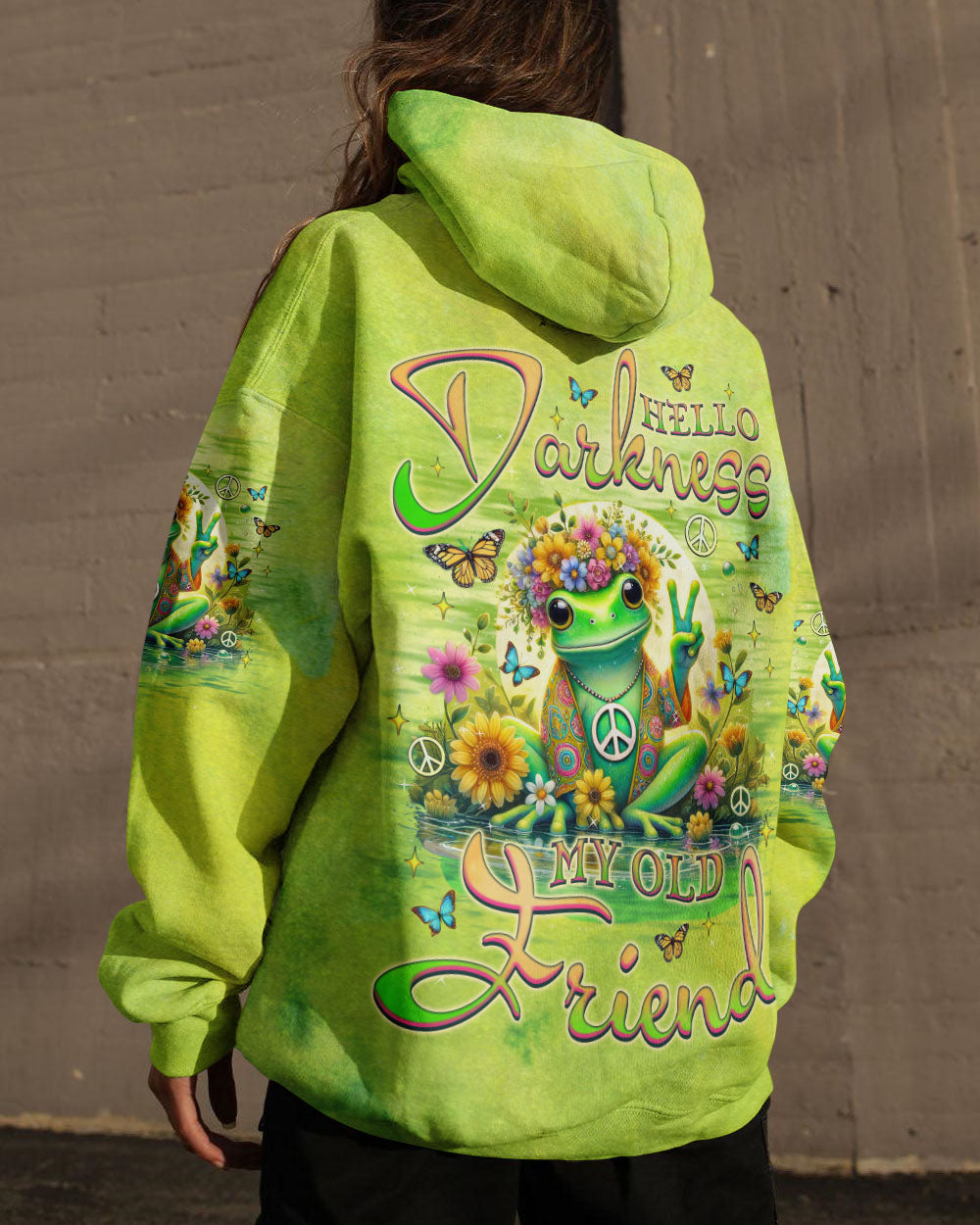 Hello Darkness My Old Friend Tie Dye Frog Sunflower Hippie Style AOP Shirts _8_ ftXpK