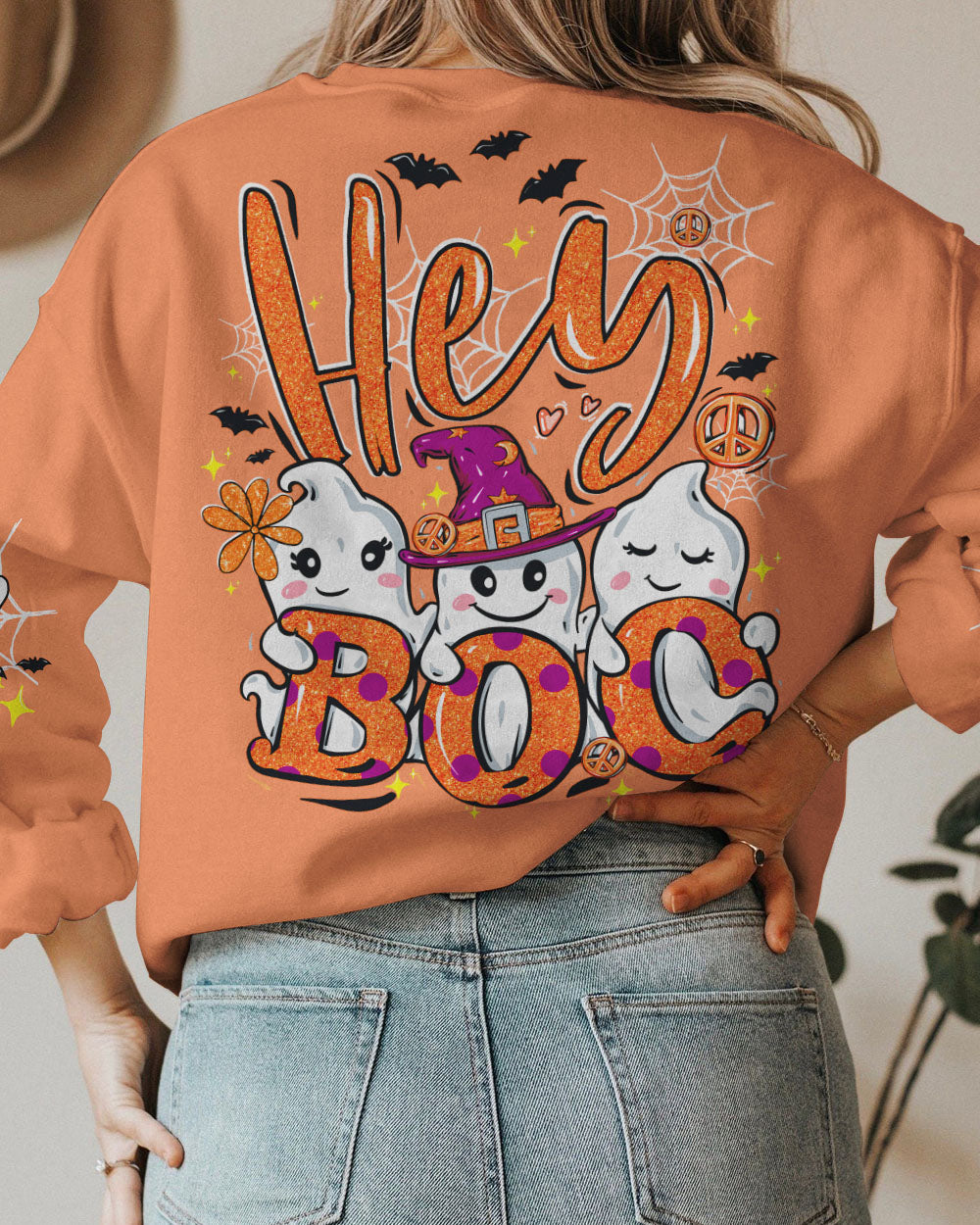 Hey Boo Cute Ghost Funny Design Halloween AOP Shirts _10_ 1bnbj
