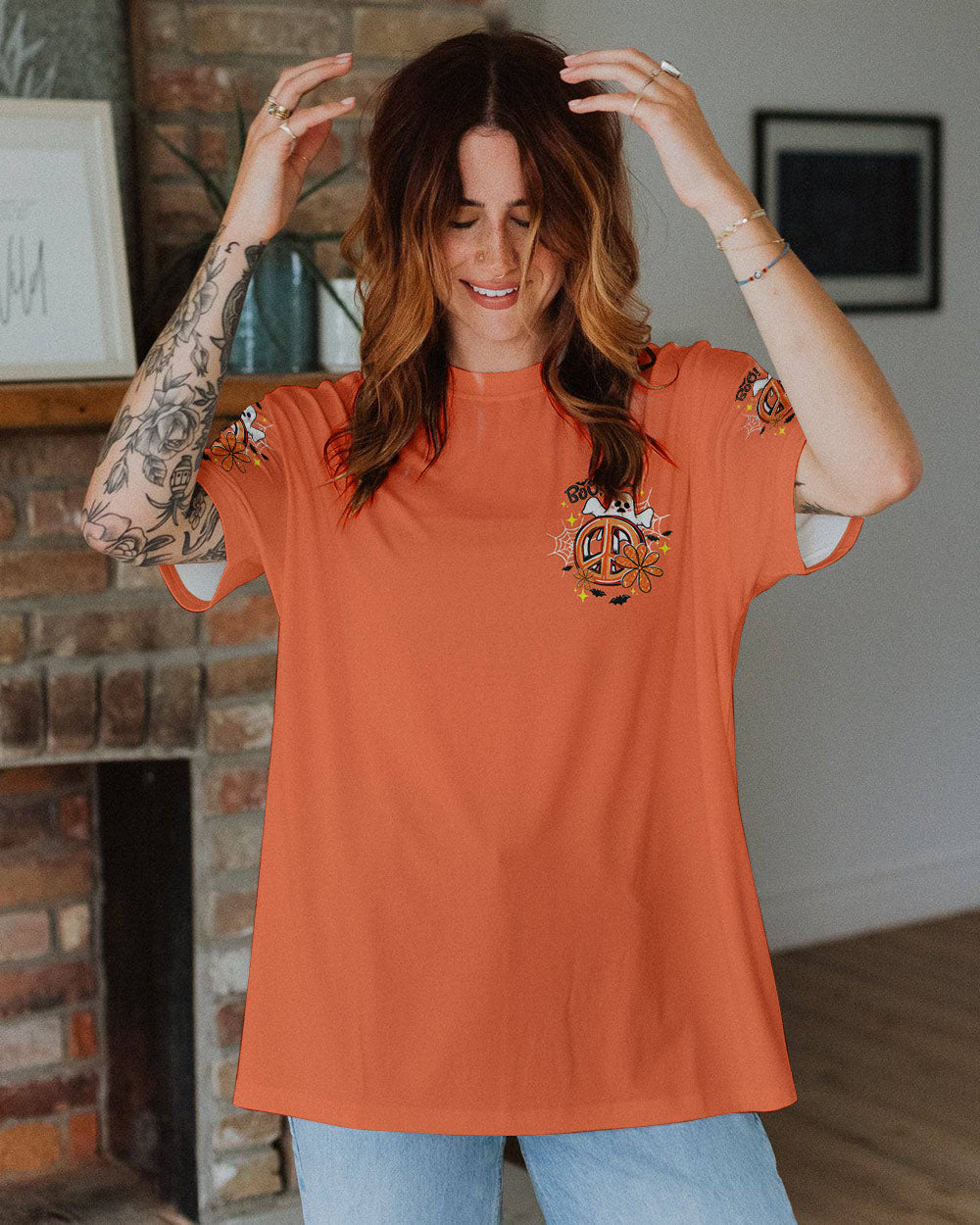 Hey Boo Cute Ghost Funny Design Halloween AOP Shirts _13_ tl04Z