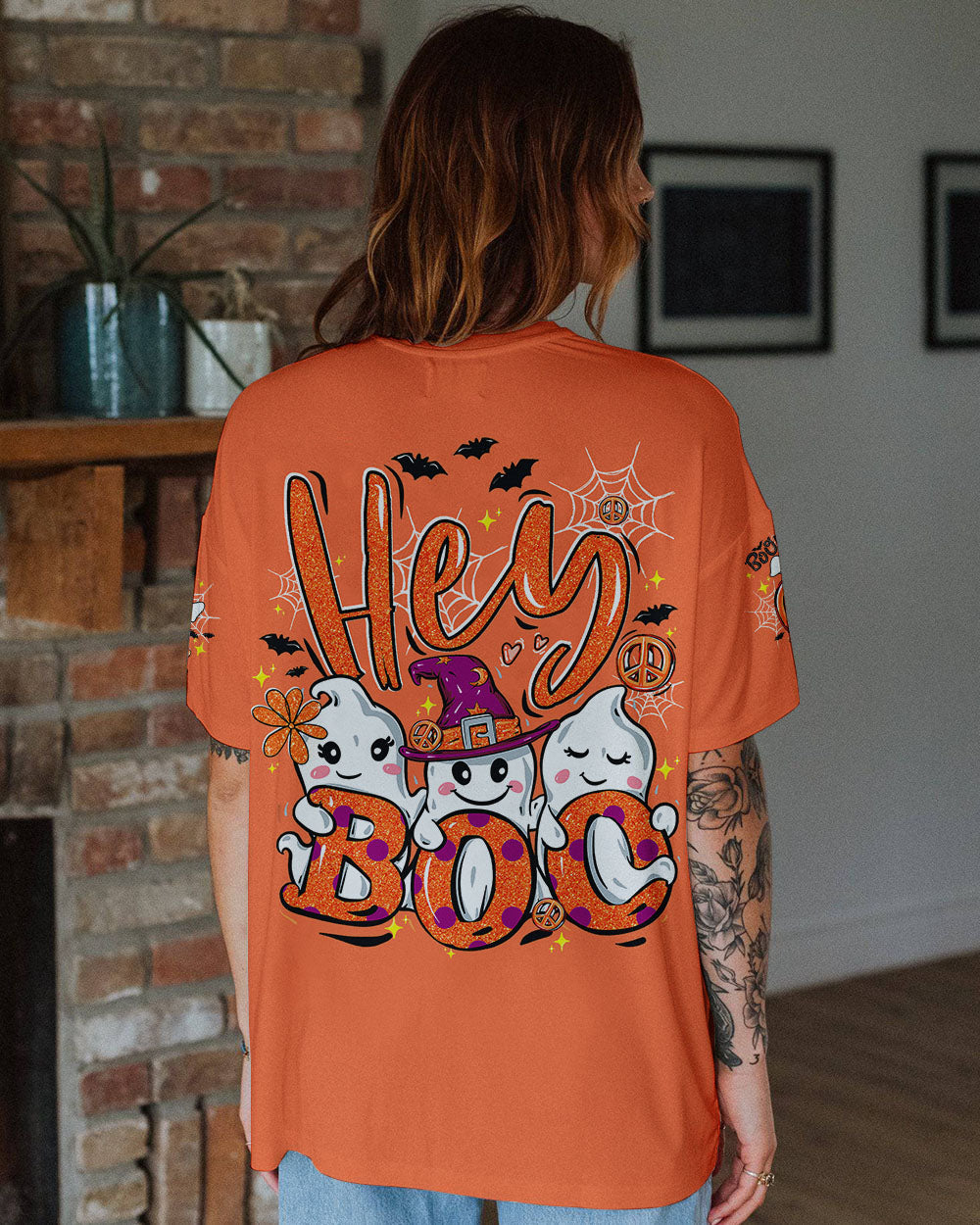 Hey Boo Cute Ghost Funny Design Halloween AOP Shirts _14_ MleAW