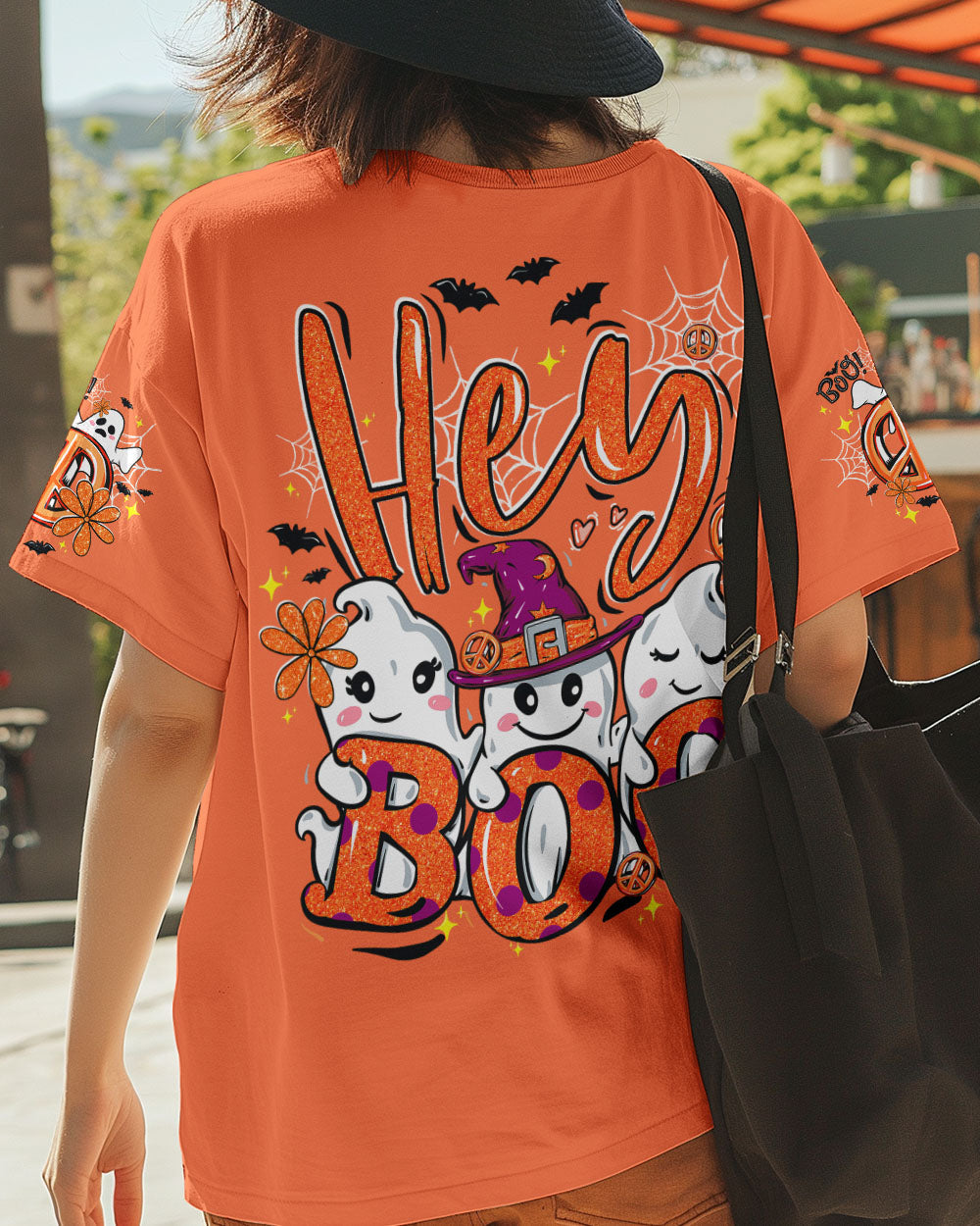 Hey Boo Cute Ghost Funny Design Halloween AOP Shirts _16_ ut7tt