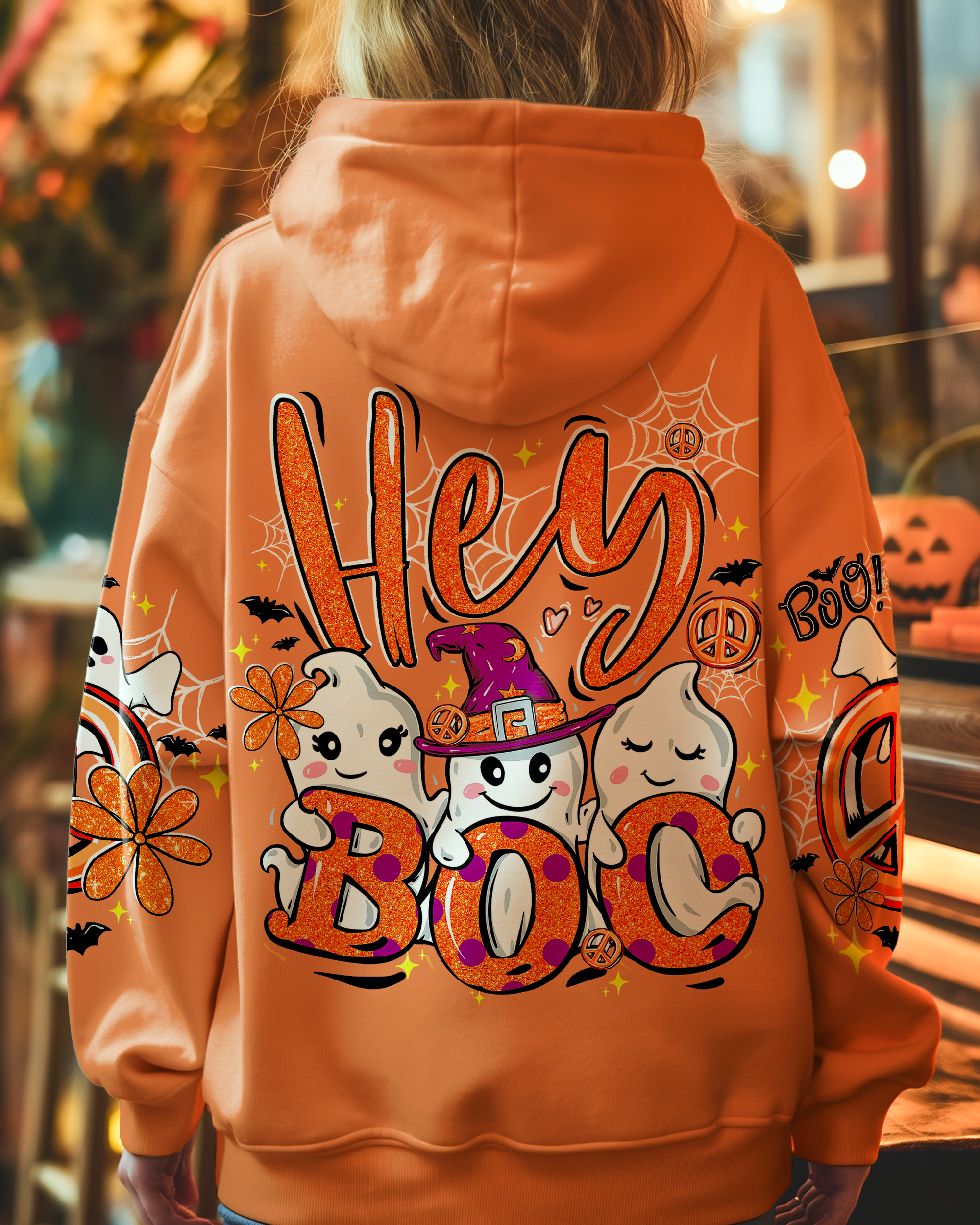 Hey Boo Cute Ghost Funny Design Halloween AOP Shirts _1_ cZ0Ks