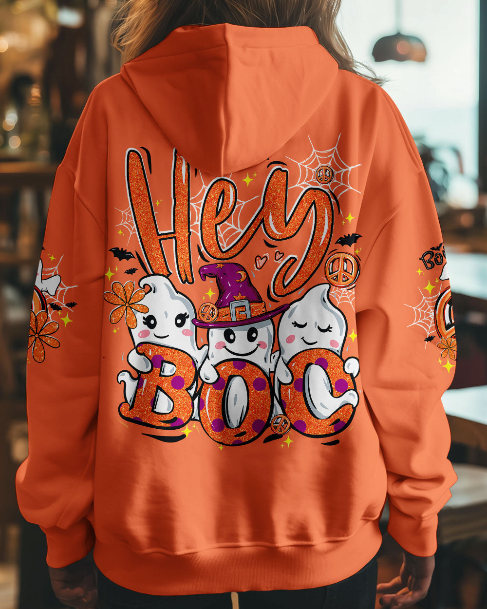 Hey Boo Cute Ghost Funny Design Halloween AOP Shirts _1_ ds87S