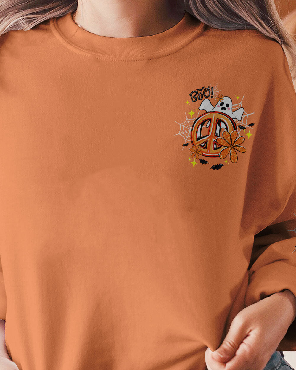 Hey Boo Cute Ghost Funny Design Halloween AOP Shirts _2_ JYYf3