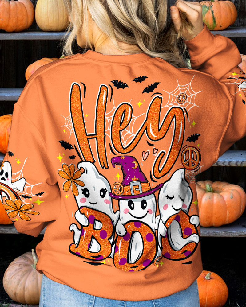 Hey Boo Cute Ghost Funny Design Halloween AOP Shirts _3_ JFW0Z
