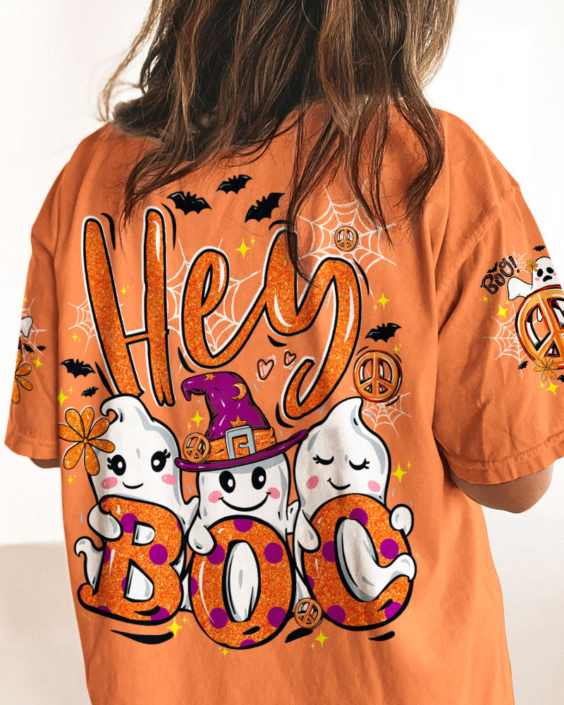 Hey Boo Cute Ghost Funny Design Halloween AOP Shirts _9_ nCy6D