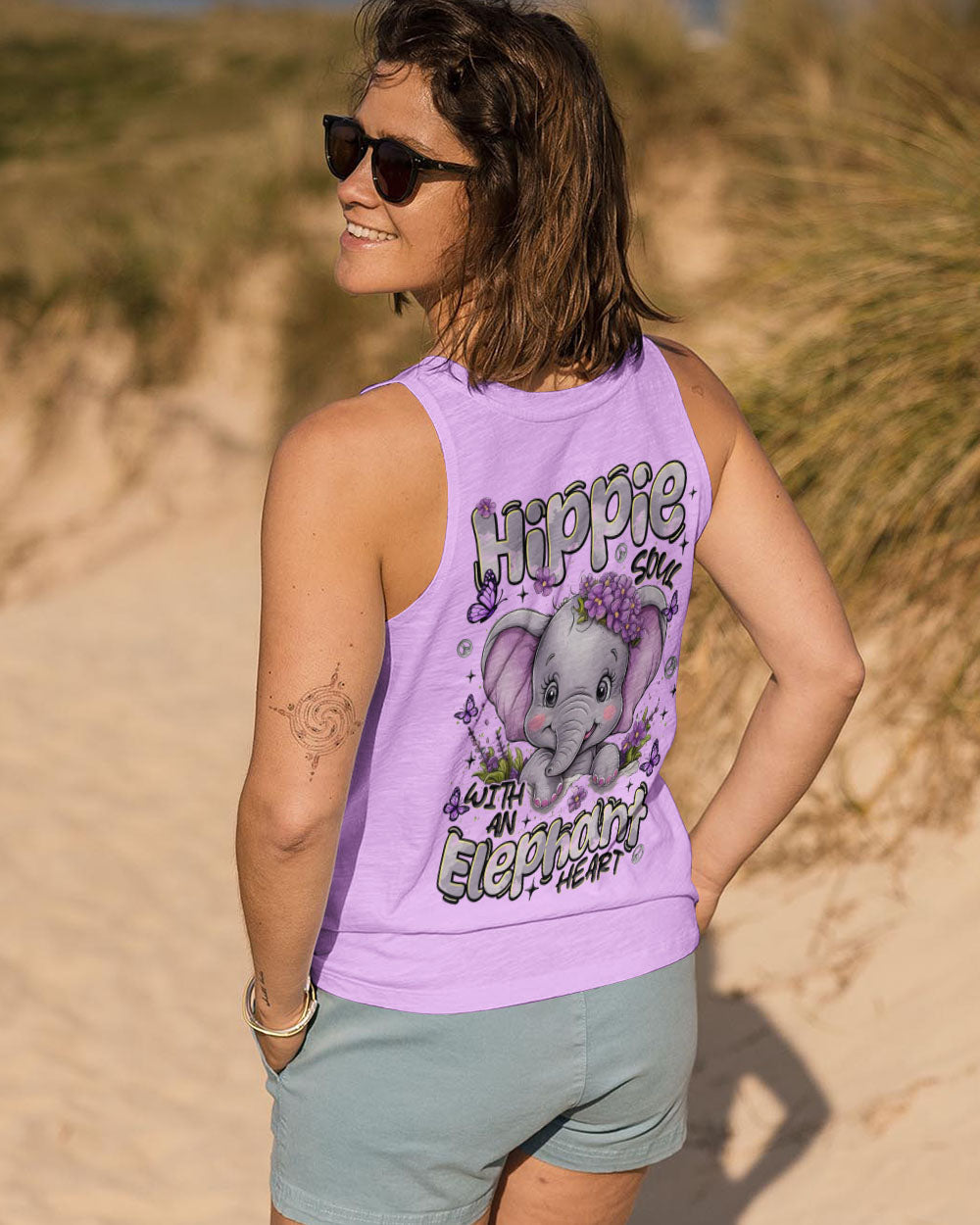 Hippe Soul with anElephant Heart Cute Elephants with Peace _26 Love Design AOP Shirts _11_ IynGE