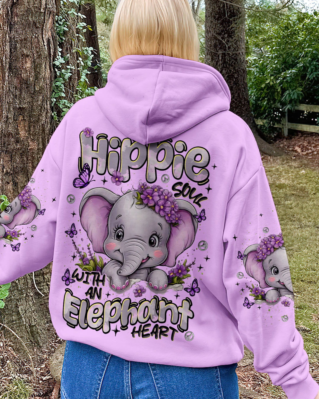 Hippe Soul with anElephant Heart Cute Elephants with Peace _26 Love Design AOP Shirts _14_ 85JNW