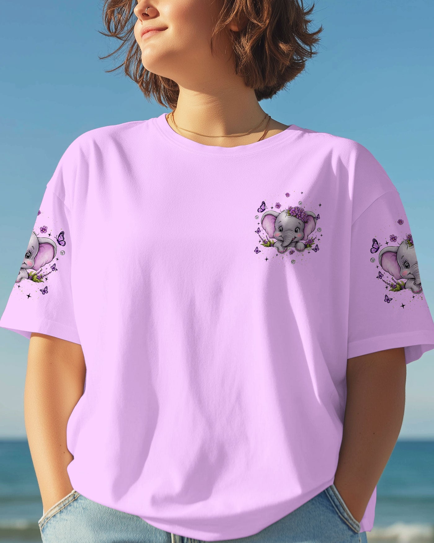 Hippe Soul with anElephant Heart Cute Elephants with Peace _26 Love Design AOP Shirts _15_ F36wY