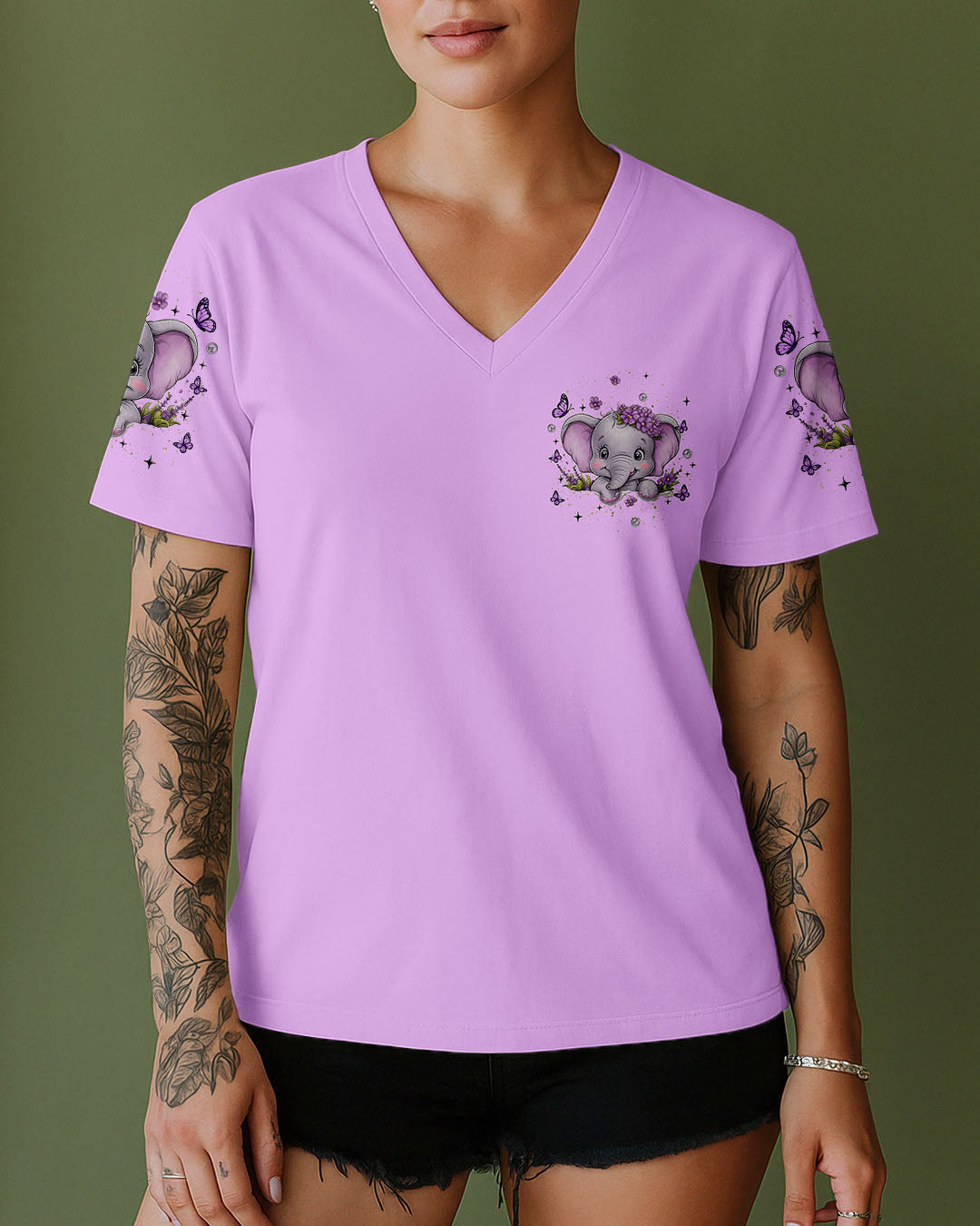 Hippe Soul with anElephant Heart Cute Elephants with Peace _26 Love Design AOP Shirts _2_ ld2z5