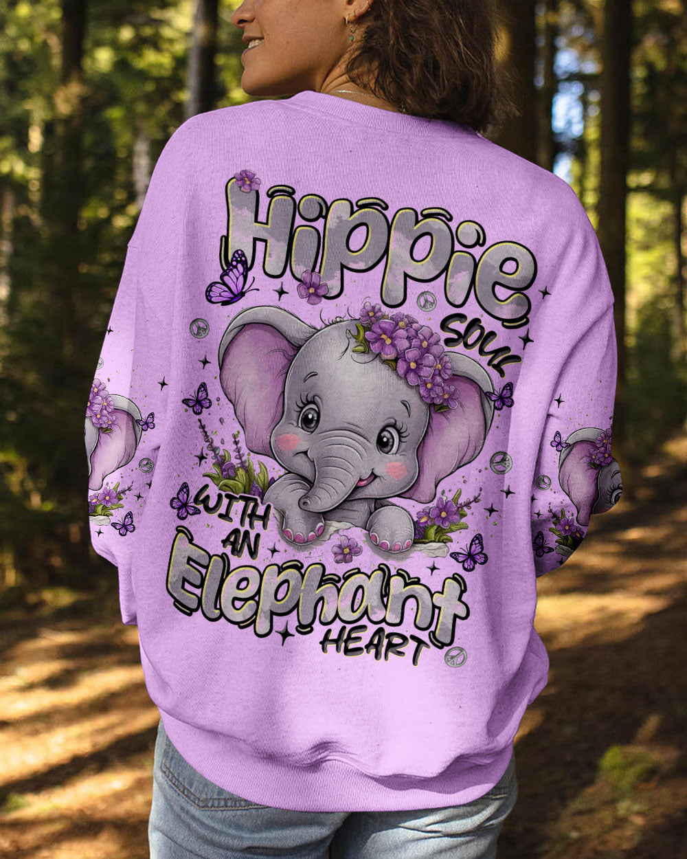 Hippe Soul with anElephant Heart Cute Elephants with Peace _26 Love Design AOP Shirts _7_ X5HxJ