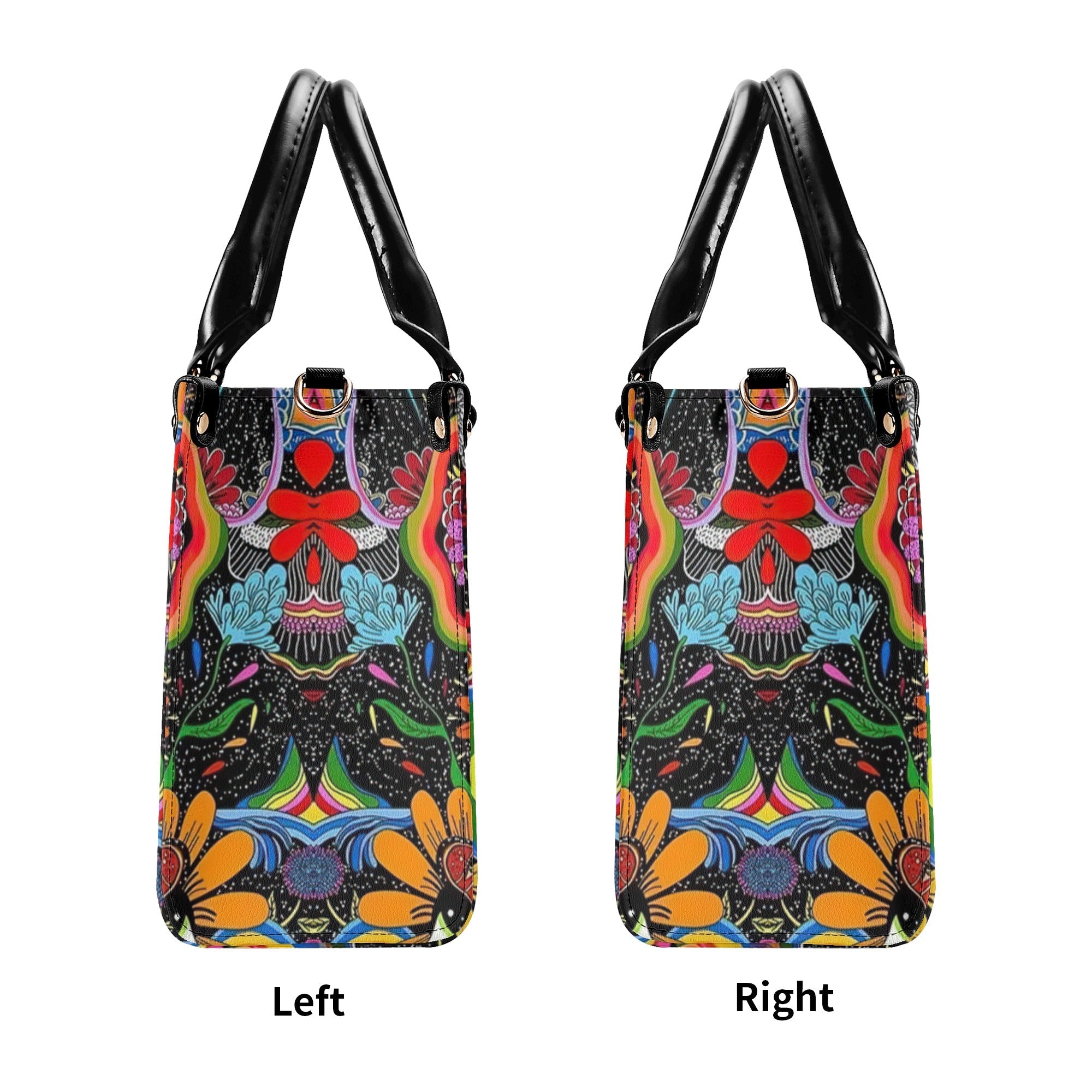 Hippie Psychedelic Sun Face With Flowers Trippy Boho Leather Bag Gift for Women _8_ 8mLbY