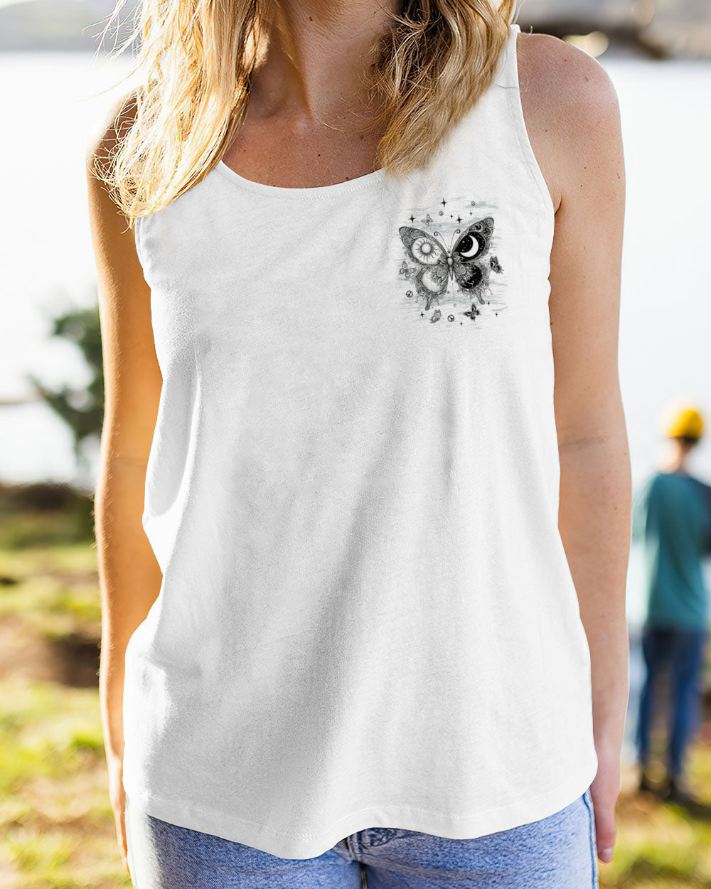 Hippie Soul Butterfly Black _26 White Sun and Moon Tee for Women AOP Shirts _12_ KDjSm