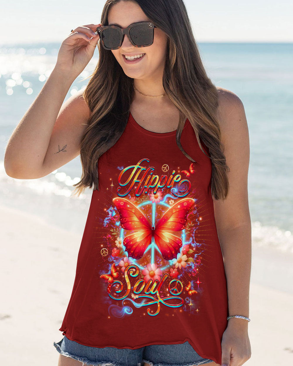 Hippie Soul Butterfly Peaceful Soul Butterfly and Floral Graphic Tee AOP Shirts _12_ a5PpY