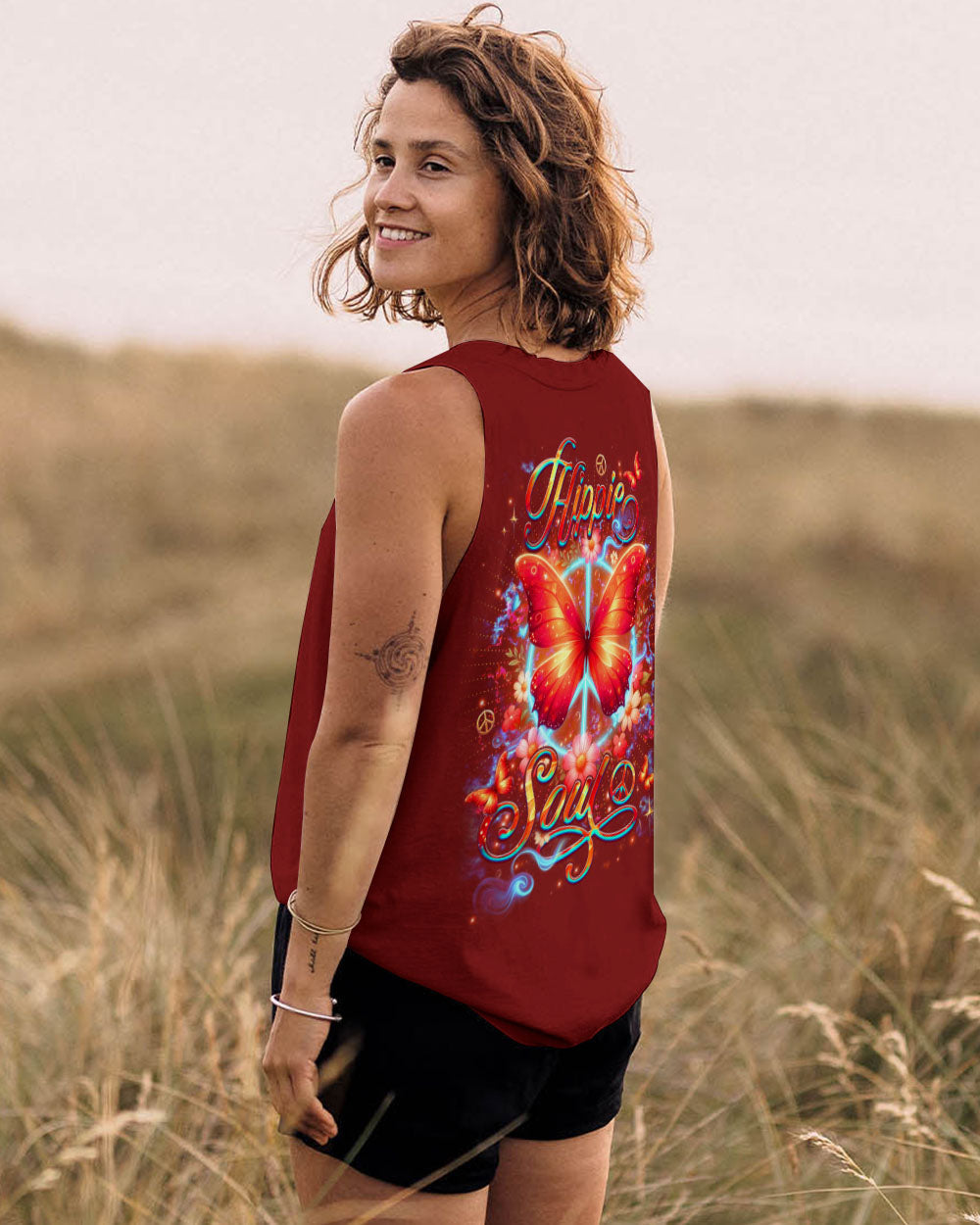 Hippie Soul Butterfly Peaceful Soul Butterfly and Floral Graphic Tee AOP Shirts _14_ uYIb1