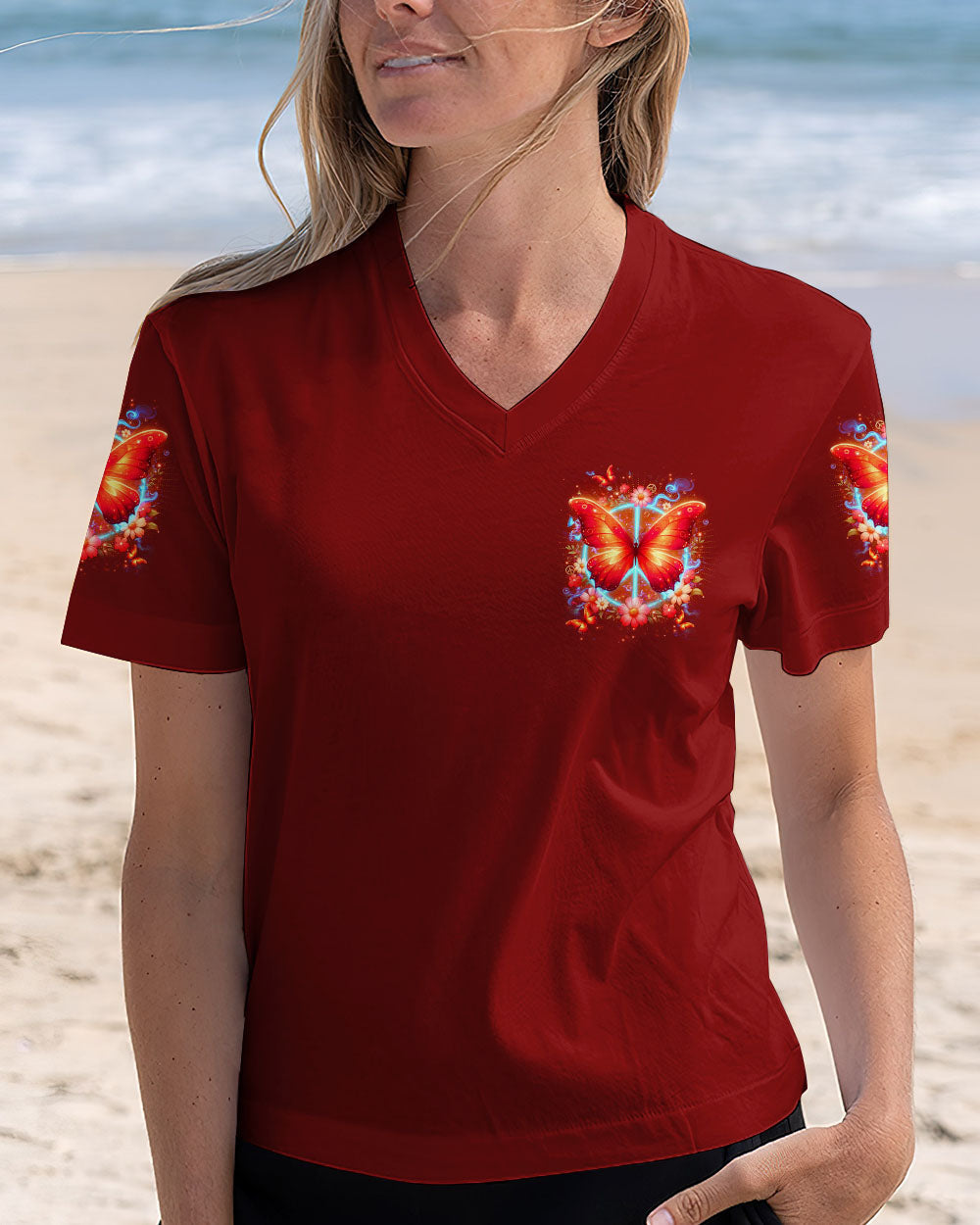 Hippie Soul Butterfly Peaceful Soul Butterfly and Floral Graphic Tee AOP Shirts _5_ yQRDm