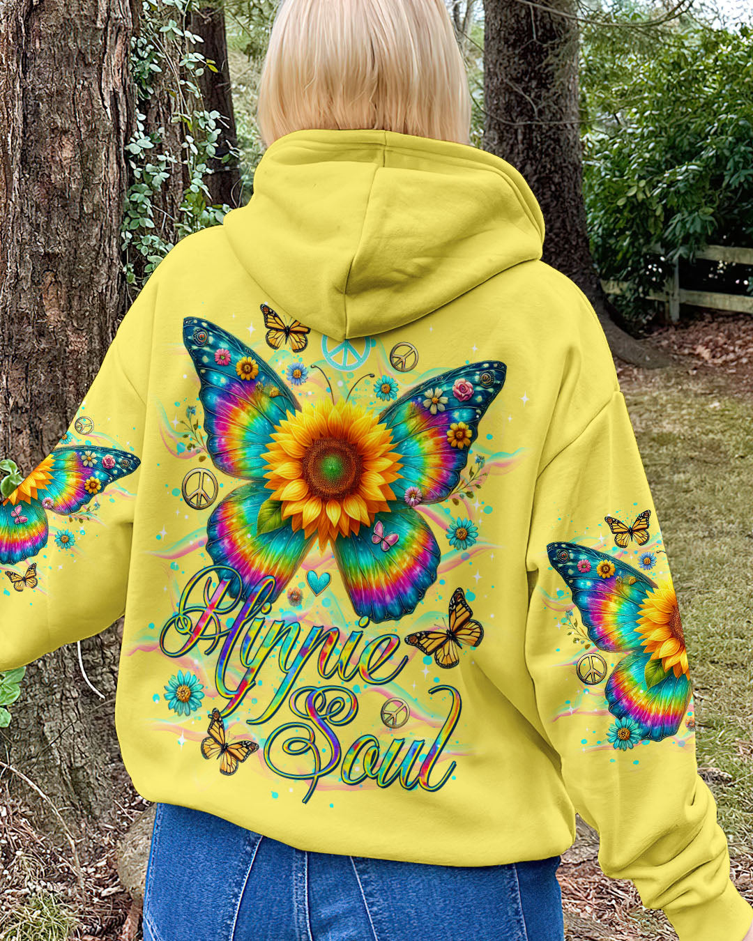 Hippie Soul Butterfly Sunflower Retro Boho Tie Dye Graphic AOP Shirts _7_ IID2K