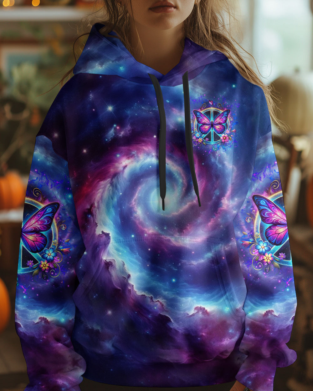 Hippie Soul Galaxy Peace Sign Butterfly Tie Dye Graphic AOP Shirts _14_ 5Mn9y