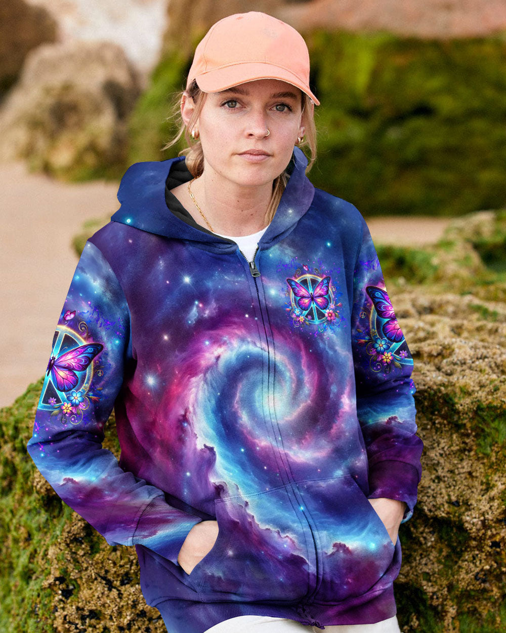 Hippie Soul Galaxy Peace Sign Butterfly Tie Dye Graphic AOP Shirts _4_ ZNJKs