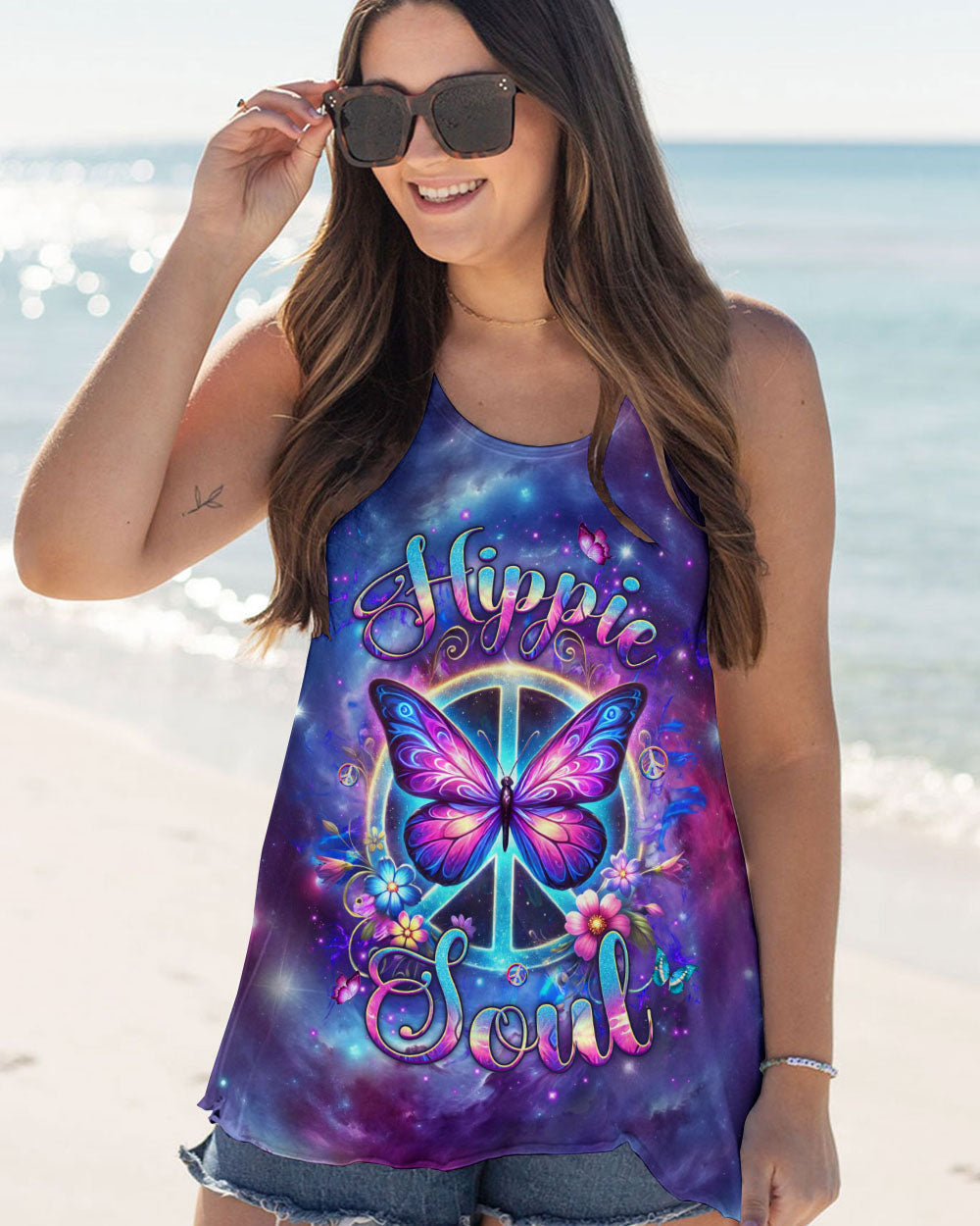 Hippie Soul Galaxy Peace Sign Butterfly Tie Dye Graphic AOP Shirts _6_ 8aWtg
