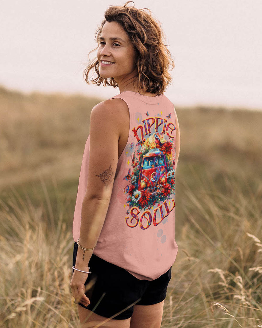 Hippie Soul Hippie Van Vintage VW Bus and Butterfly Graphic AOP Shirts _14_ X820h