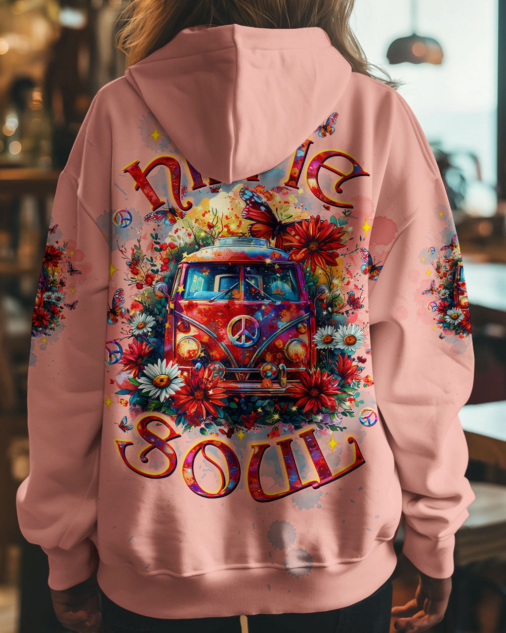 Hippie Soul Hippie Van Vintage VW Bus and Butterfly Graphic AOP Shirts _8_ n2dvR