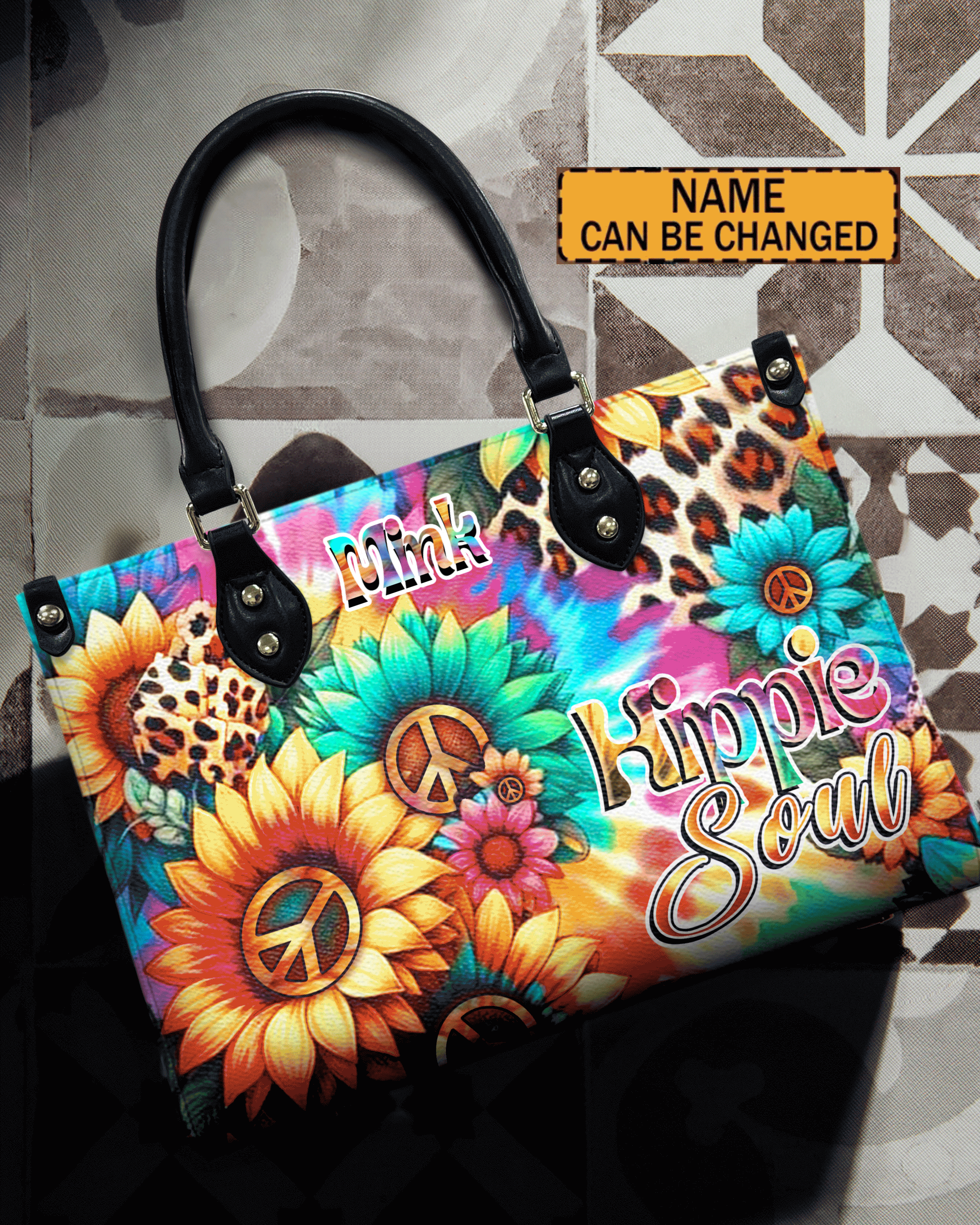 Hippie Soul Leopard Sunflower Tie Dye Hippie Leather Bag Gift for Women _7_ 6lyDN