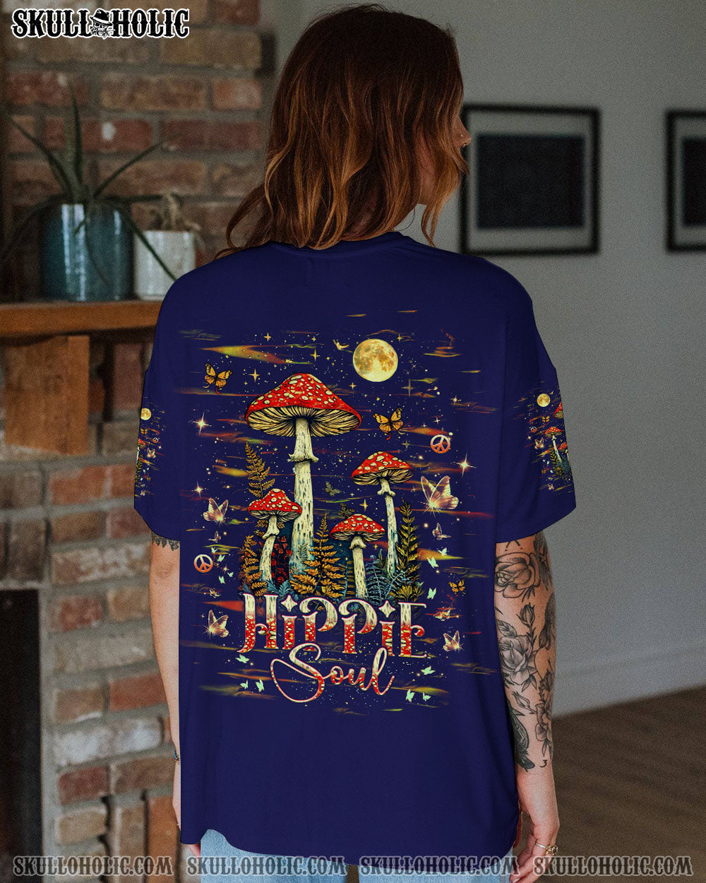 Hippie Soul Magic Mushroom _26 Moon Psychedelic Forest Graphic AOP Shirts _1_ xFUY9