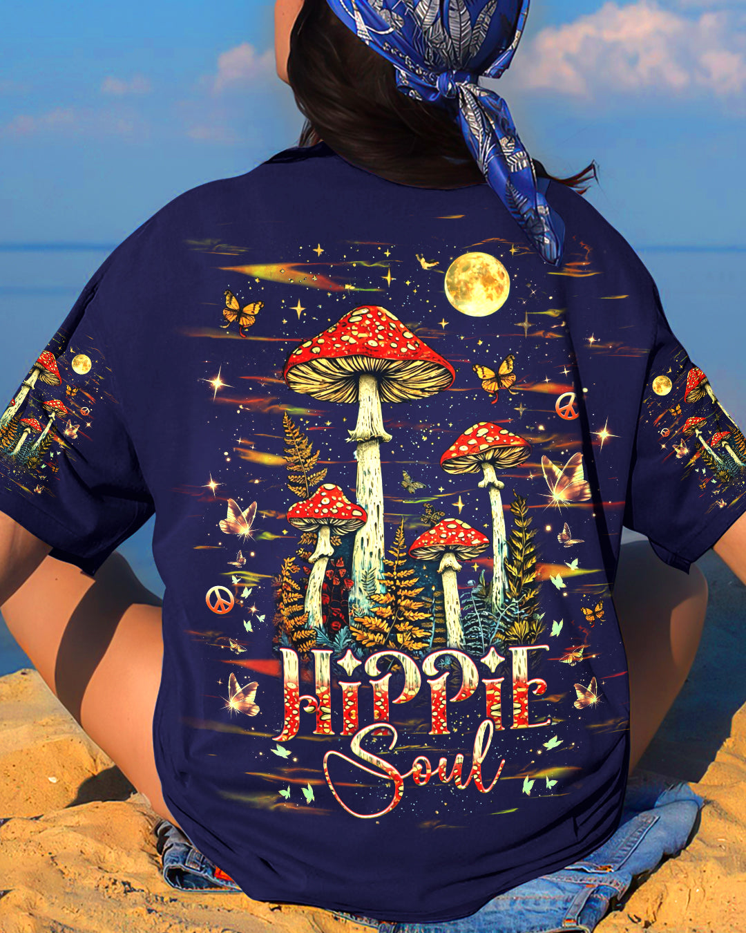 Hippie Soul Magic Mushroom _26 Moon Psychedelic Forest Graphic AOP Shirts _4_ v6O3K