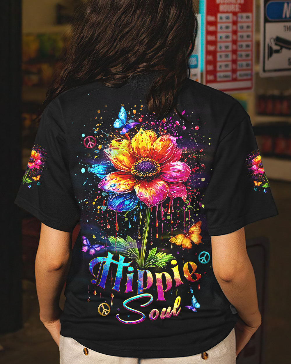 Hippie Soul Neon Flower and Peace Sign Colorful Hippie AOP Shirts _11_ EqaWe
